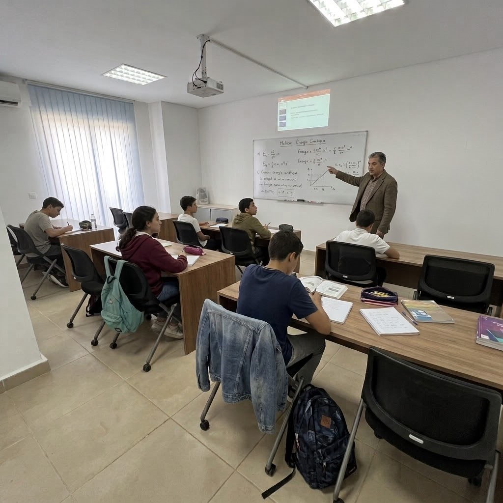 Professeur avec un petit groupe de lycéens pendant un cours de soutien scolaire